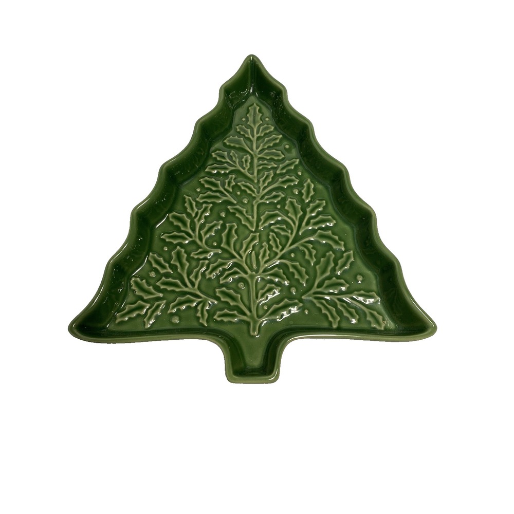 hallmark green christmas tree serving plate‎ bowl
